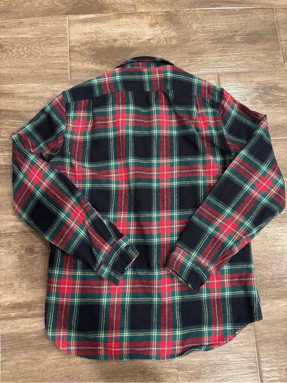 Men's J Crew Sz M Red & Green Plaid Flannel Shirt Slim Fit Double BrushedCotton